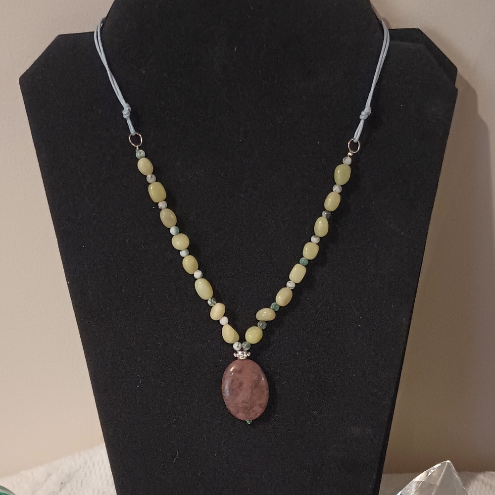 Glass Lampwork Bead Necklace / Mix Of Glass, Acrylic, Gemstones Beads - Picture 3 of 12